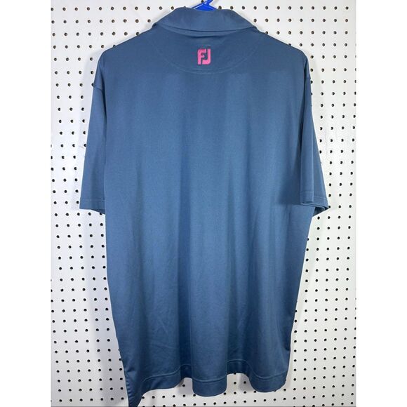 FootJoy Golf Polo Mens Space Blue Pink Trim Short Sleeve Single Pocket Shirt siz - Picture 2 of 6